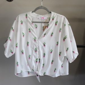 Buddy love tie front cactus blouse, size small
